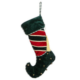 Dibor Green Jingle Bell Luxury Velvet Xmas Christmas Gift Bag Christmas Stocking For Kids - thumbnail 2