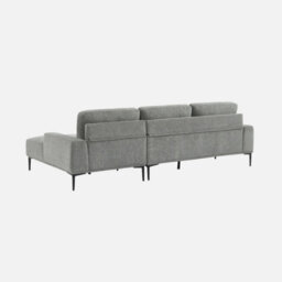 Sweeek - 3-Seater Corner Sofa In Fabric And Metal Right-Hand Corner Atlanta Charcoal Grey 134X260X84 Cm - thumbnail 6