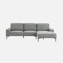 Sweeek - 3-Seater Corner Sofa In Fabric And Metal Right-Hand Corner Atlanta Charcoal Grey 134X260X84 Cm - thumbnail 5