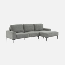 Sweeek - 3-Seater Corner Sofa In Fabric And Metal Right-Hand Corner Atlanta Charcoal Grey 134X260X84 Cm - thumbnail 4