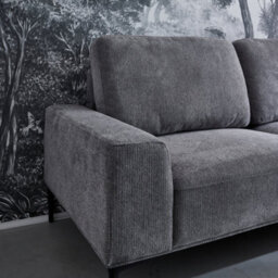 Sweeek - 3-Seater Corner Sofa In Fabric And Metal Right-Hand Corner Atlanta Charcoal Grey 134X260X84 Cm - thumbnail 3