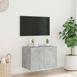 Berkfield Durable Tv Wall Cabinet With Led Lights Concrete Grey 60X35X41 Cm - thumbnail 4