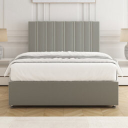 Bsspoke Sienna Divan Bed Set Silver Plush Velvet 24Inch Headboard 2 Drawers Same Side & Mattress In 3Ft 4Ft 4Ft6 5Ft 6Ft - thumbnail 2