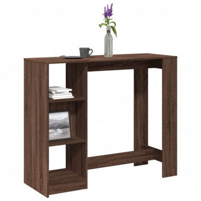 Berkfield Bar Table With Shelf Brown Oak 124X46X103.5 Cm Engineered Wood - image 1