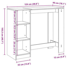 Berkfield Bar Table With Shelf Brown Oak 124X46X103.5 Cm Engineered Wood - thumbnail 9