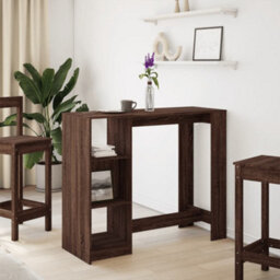 Berkfield Bar Table With Shelf Brown Oak 124X46X103.5 Cm Engineered Wood - thumbnail 3