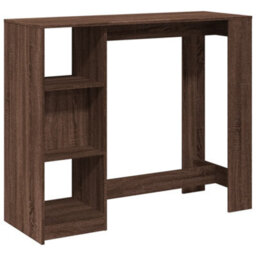 Berkfield Bar Table With Shelf Brown Oak 124X46X103.5 Cm Engineered Wood - thumbnail 2