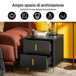 Sobuy Fbt115-Schx2, Bedside Table With 2 Drawers Functional,black,w63Xd46.5Xh47.3 - thumbnail 4