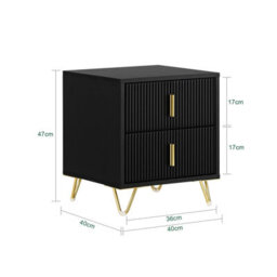 Sobuy Fbt115-Schx2, Bedside Table With 2 Drawers Functional,black,w63Xd46.5Xh47.3 - thumbnail 3