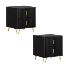 Sobuy Fbt115-Schx2, Bedside Table With 2 Drawers Functional,black,w63Xd46.5Xh47.3 - thumbnail 1