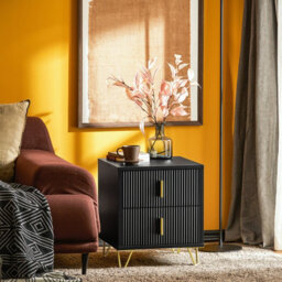 Sobuy Fbt115-Schx2, Bedside Table With 2 Drawers Functional,black,w63Xd46.5Xh47.3 - thumbnail 2