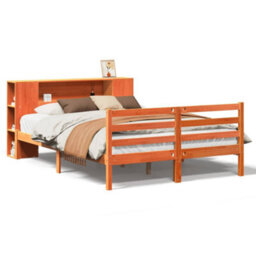 Berkfield Bookcase Bed Without Mattress Wax Brown 150X200 Cm King Solid Wood Pine - thumbnail 2