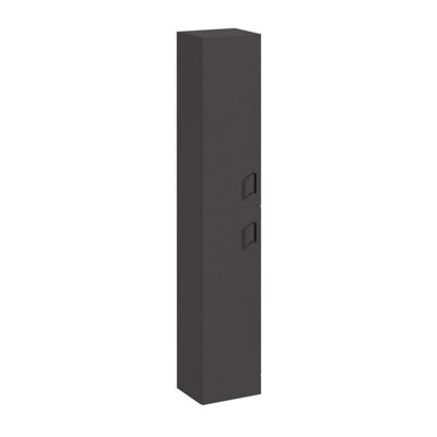 Balterley Modern Bathroom 2 Door Tall Storage Unit Cabinet - 350 X 300mm, Satin Dark Grey, Soft Close Doors - image 1
