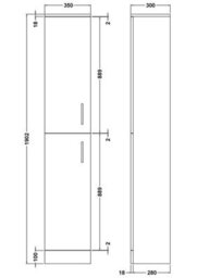 Balterley Modern Bathroom 2 Door Tall Storage Unit Cabinet - 350 X 300mm, Satin Dark Grey, Soft Close Doors - thumbnail 2