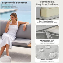 Evre Grey 4 Seater Garden Furniture Set Aluminium Outdoor Corner Sofa With Coffee Table & Cushions. - thumbnail 5