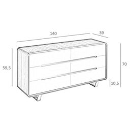 Angel Cerda Stylish White Wooden Chest Of Drawers With Walnut And Chrome Accents - thumbnail 6