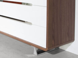 Angel Cerda Stylish White Wooden Chest Of Drawers With Walnut And Chrome Accents - thumbnail 4