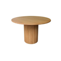 Sweeek - Round Rubberwood Dining Table And Oak Veneer 4 Seats, Natural, 115X115X73 Cm - Estelle - thumbnail 2