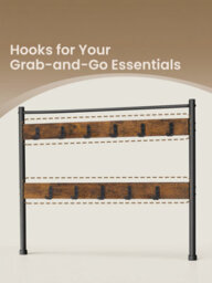 Vasagle Coat Rack, Hall Tree With Shoe Storage Bench, 32 X 85 X 175 Cm, Industrial, Rustic Brown And Black - thumbnail 9