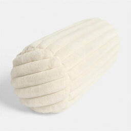 OHS Faux Fur Ribbed Round Bolster Cushion Neck Roll Pillow - thumbnail 1