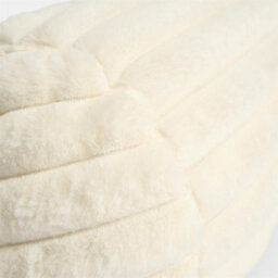 OHS Faux Fur Ribbed Round Bolster Cushion Neck Roll Pillow - thumbnail 2