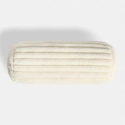 OHS Faux Fur Ribbed Round Bolster Cushion Neck Roll Pillow - thumbnail 3