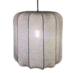 CGC Lighting Cgc Lila Grey Cylinder Ribbed Stretch Cotton Fabric Lampshade - thumbnail 3