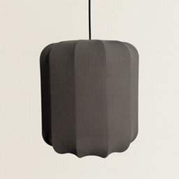 CGC Lighting Cgc Lila Grey Cylinder Ribbed Stretch Cotton Fabric Lampshade