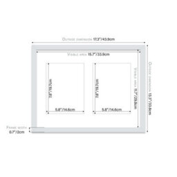 16X12 Inch 2 Opening Photo Collage Frame, Display Two 8X6 Inch Photos, Multi Aperture Family Picture Frame, Light Grey - thumbnail 4