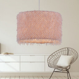 First Choice Lighting Rogers - Pink Shaggy 30Cm Easy Fit Pendant Shade - thumbnail 4