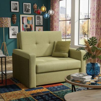 Upholstered Sofa Bed With Sleeping Function And Bedding Storage With Wooden Legs And Frame 110X98X86Cm Olive - image 1