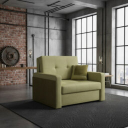 Upholstered Sofa Bed With Sleeping Function And Bedding Storage With Wooden Legs And Frame 110X98X86Cm Olive - thumbnail 2
