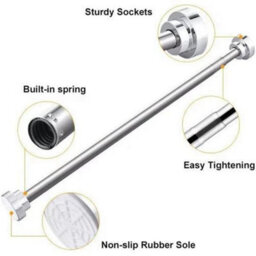 Silver 55To85Cm Heavy Duty Extendable Telescopic Shower Curtain Pole Rail Rod Bath Door Window - thumbnail 4