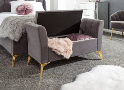 Gfw Pettine Velvet Storage Ottoman Bench Grey - image 1