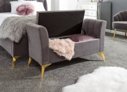 Gfw Pettine Velvet Storage Ottoman Bench Grey - thumbnail 1