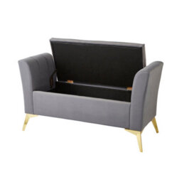 Gfw Pettine Velvet Storage Ottoman Bench Grey - thumbnail 5