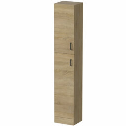 Affine Bathroom Tall Unit Cabinet Oak Effect Soft Close Door Floor Standing Modern - thumbnail 3