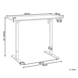 Beliani Electric Adjustable Standing Desk Tavares White 120 Cm 60 Cm - thumbnail 3