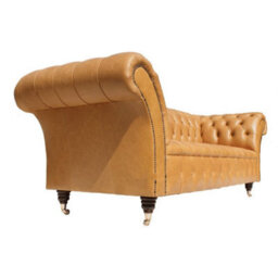 Chesterfield 3 Seater Old English Buckskin Leather Buttoned Seat Sofa In Balmoral Style - thumbnail 5