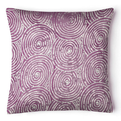 Intimates Luxury Faux Silk Sequin Design Cushion, Zip Closure, Machine Washable, Glam Style Sofa And Bed Accessory - Lilac