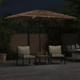 Berkfield Garden Parasol With Leds And Steel Pole Brown 300X200X250 Cm - thumbnail 3