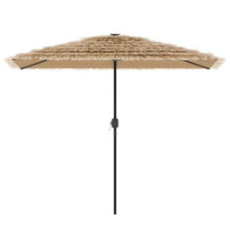 Berkfield Garden Parasol With Leds And Steel Pole Brown 300X200X250 Cm - thumbnail 6