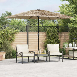 Berkfield Garden Parasol With Leds And Steel Pole Brown 300X200X250 Cm