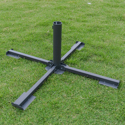 Living And Home Cross Shape Portable Foldable Metal Parasol Base Patio Umbrella Stand Black - image 1
