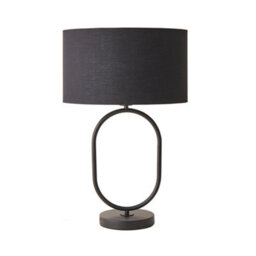 Valuelights Antonia Black Fabric Drum Lamp Shade Matte Black Oval Table Lamp With Led Bulb - thumbnail 7