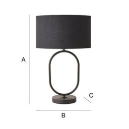 Valuelights Antonia Black Fabric Drum Lamp Shade Matte Black Oval Table Lamp With Led Bulb - thumbnail 6