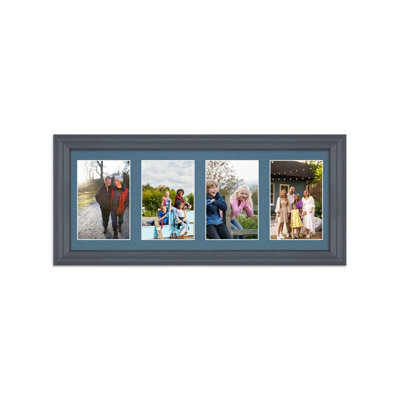 AK Frames 50X20Cm Dark Grey Classic Multi Photo Frame With Pompadour Mount - Holds 4 Apertures (4X) 6X4 Photos - image 1