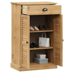 Berkfield Shoe Cabinet Vigo 60X35X96 Cm Solid Wood Pine - thumbnail 3