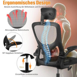 Office Chair With Adjustable Headrest, Ergonomic Swivel Computer Chair - thumbnail 4
