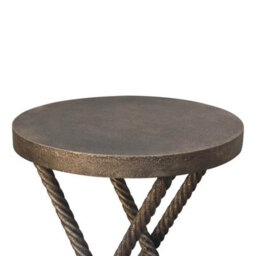 Wyld Haus Urbino Antique Brass Mango Wood Rope Side Table - thumbnail 5